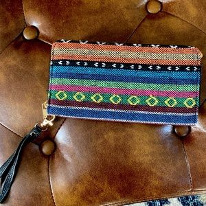 Aztec Striped Wristlet Wallet